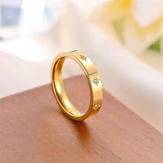 roestvrij stalen dames ring met zirkonen