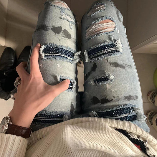 Blue Diamond Ripped Jeans